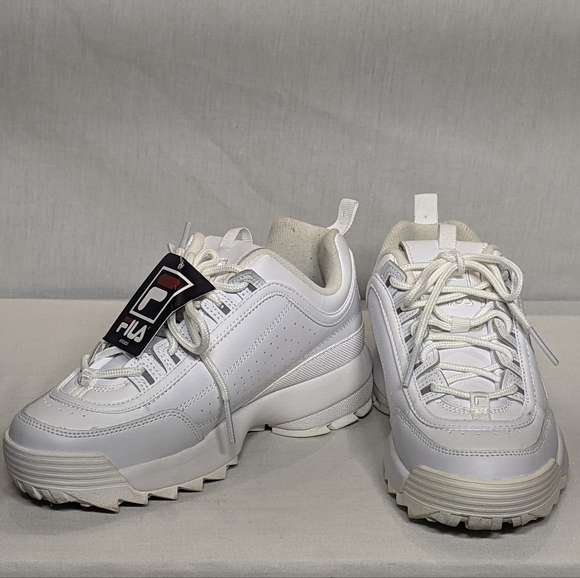 NEW Fila Womens Disruptor II Leather Premium Classic 90s era retro Sz 7 white - Picture 2 of 7